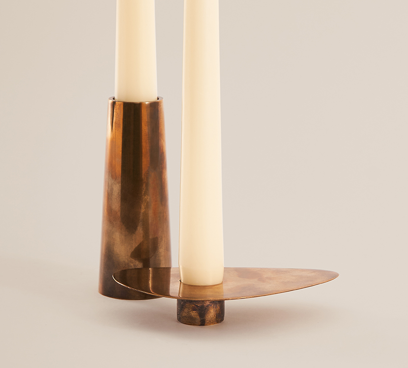 DUO CANDLE HOLDER, BRASS 1
